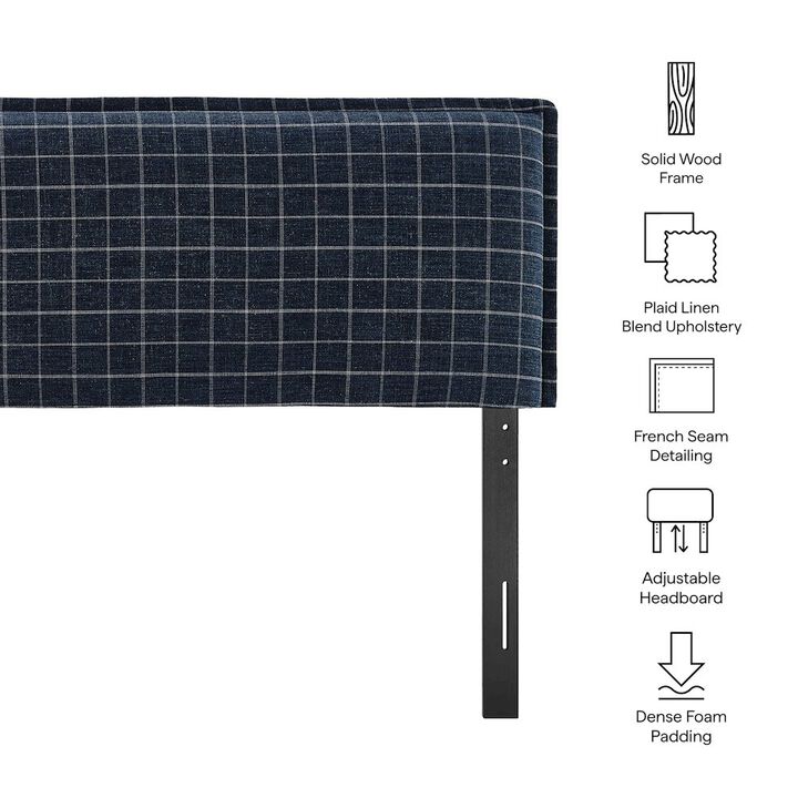 Camille Checkered Linen Blend Full Size Headboard