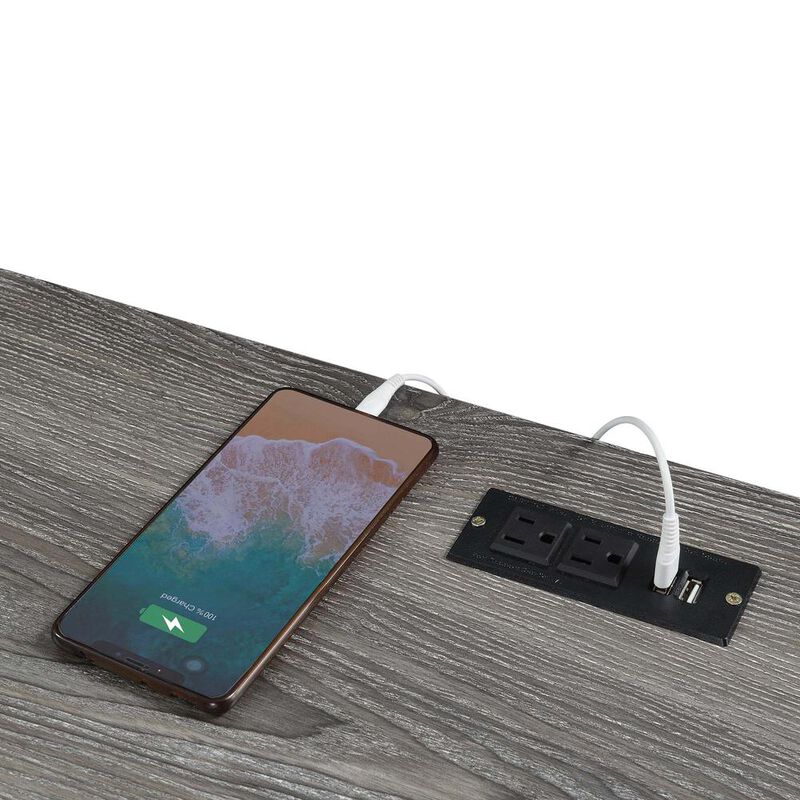 Convenience Concepts Monterey 47 Inch Desk With Charging Station, Weathered Gray/Black