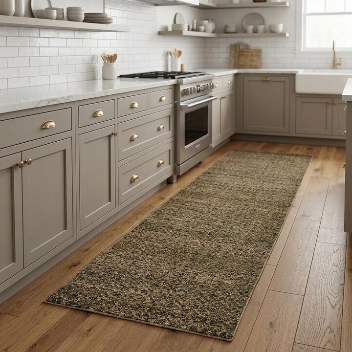 HomeRoots Geometric Distressed Runner Rug