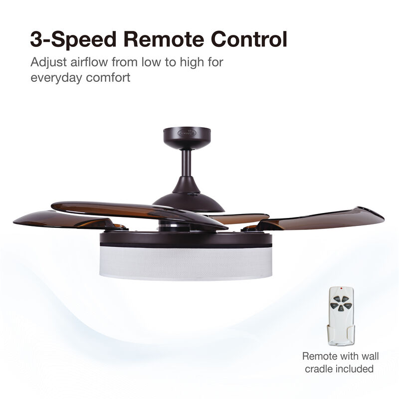 Fanaway Fraser 48" Retractable Blade Ceiling Fan with Light and Remote, Modern Fandelier Ceiling Fan, Patented Design Technology, Stronger Thicker Blades image number 5