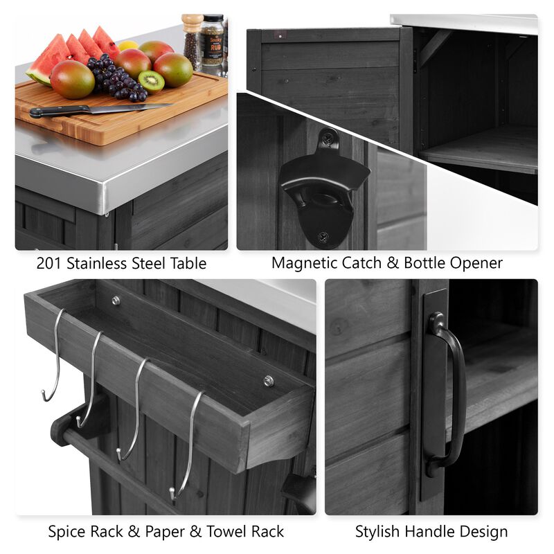 78.3" Outdoor Grill Island with Foldable Side Table image number 6