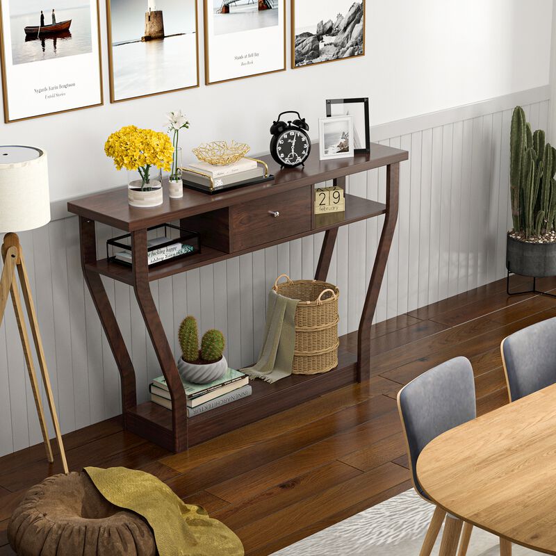Modern Sofa Accent Table with Drawer image number 3