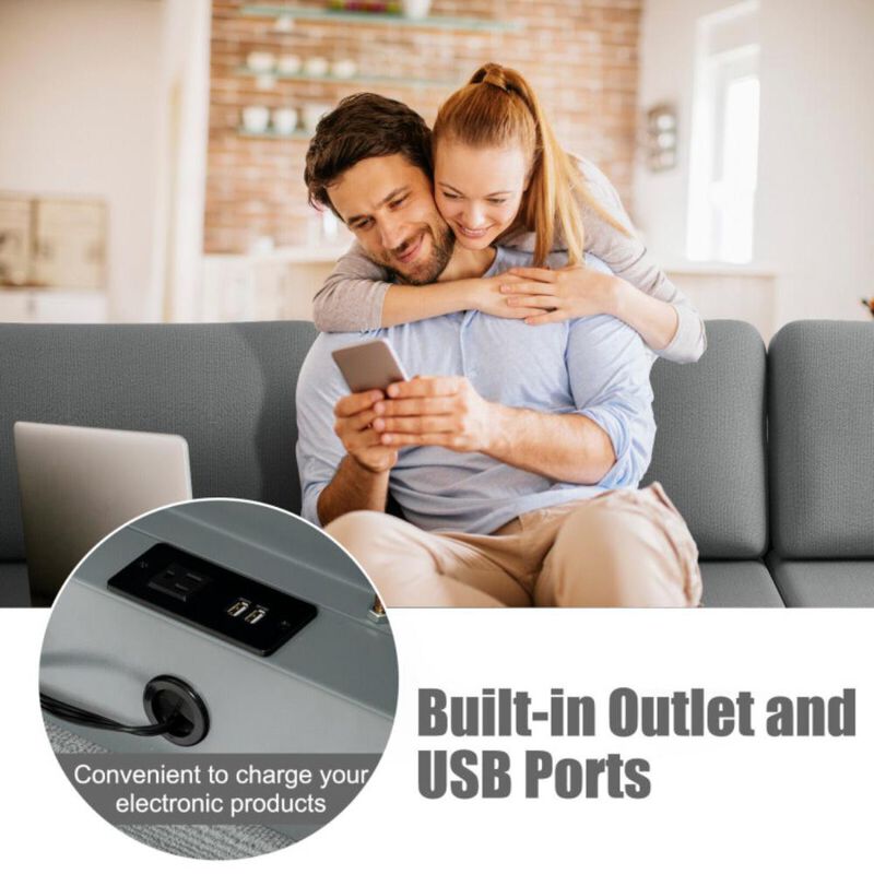 Hivvago Modular L-shaped Sectional Sofa with Reversible Ottoman and 2 USB Ports