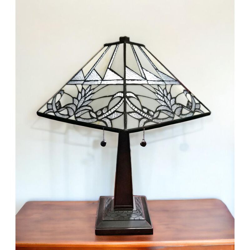 Hivvago 22" Dark Brown Metal Two Light Candlestick Table Lamp With White Empire Shade