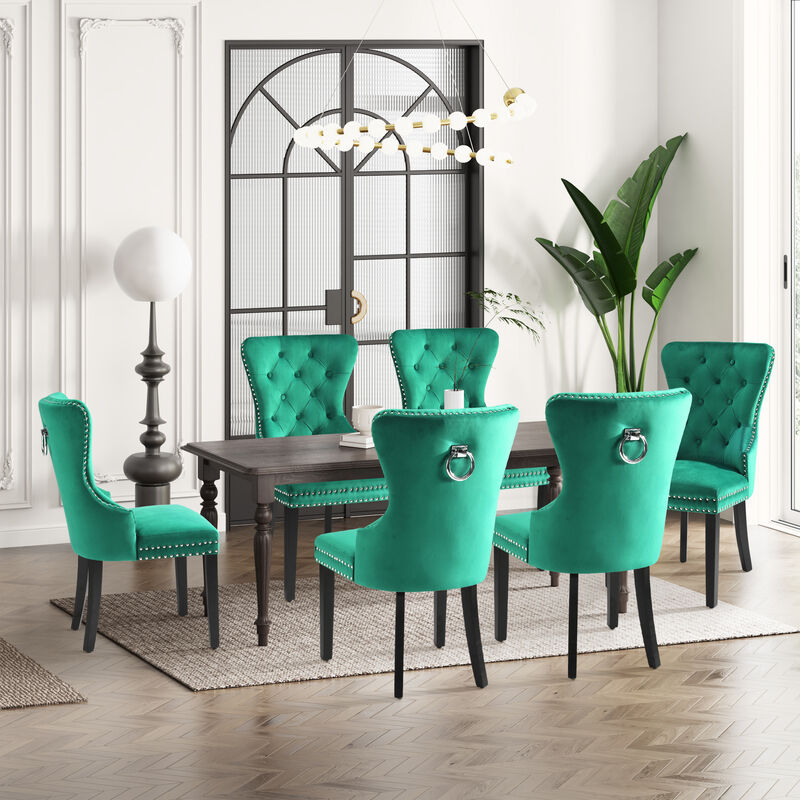 WestinTrends Velvet Upholstered Tufted Dining Chairs (Set of 6)