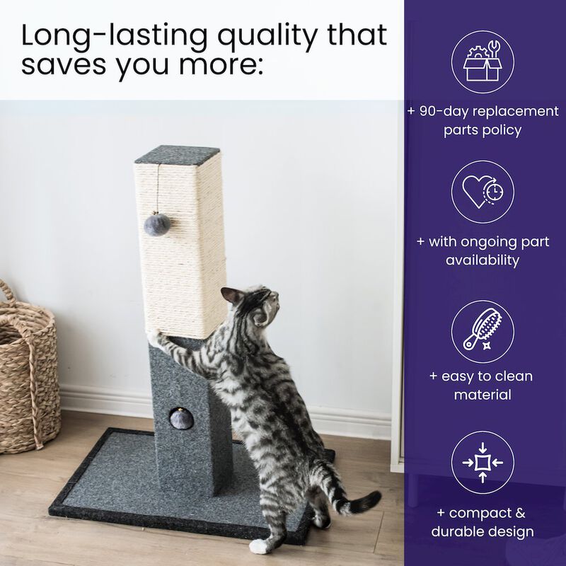 Catry Minimalist Natural Sisal Cat Scratching Post with Peek-a-Boo Ball Toy