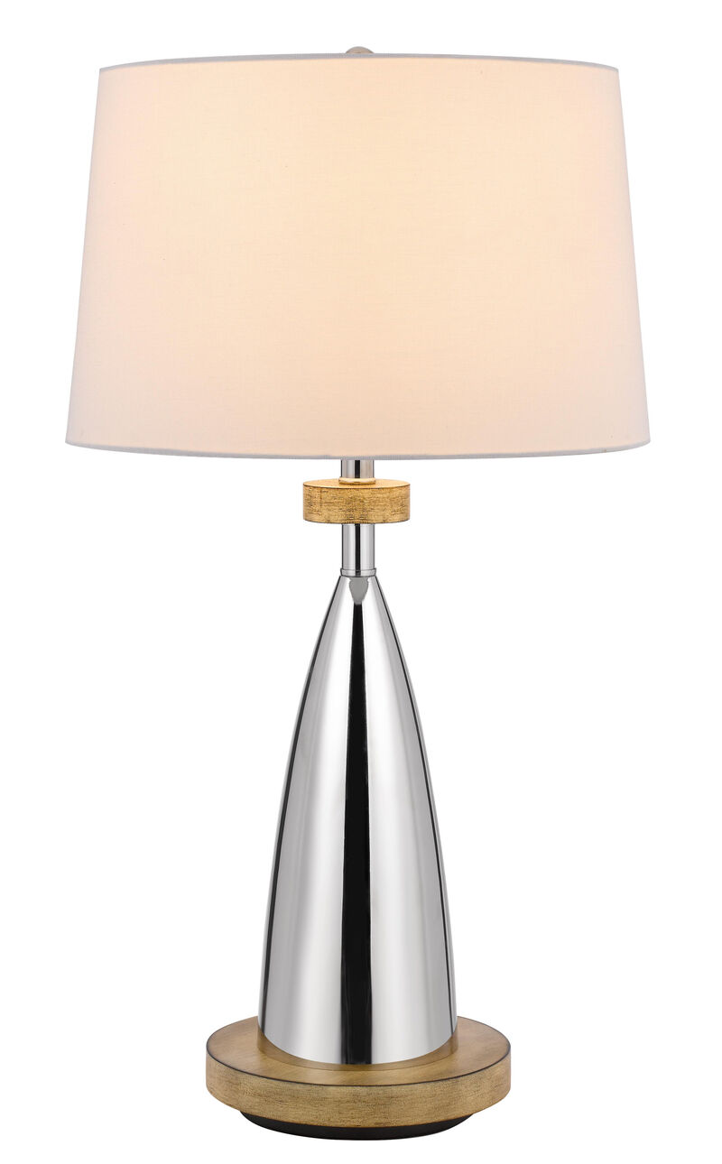 Hivvago 31" Brown Metal Geometric USB Table Lamp With White Empire Shade