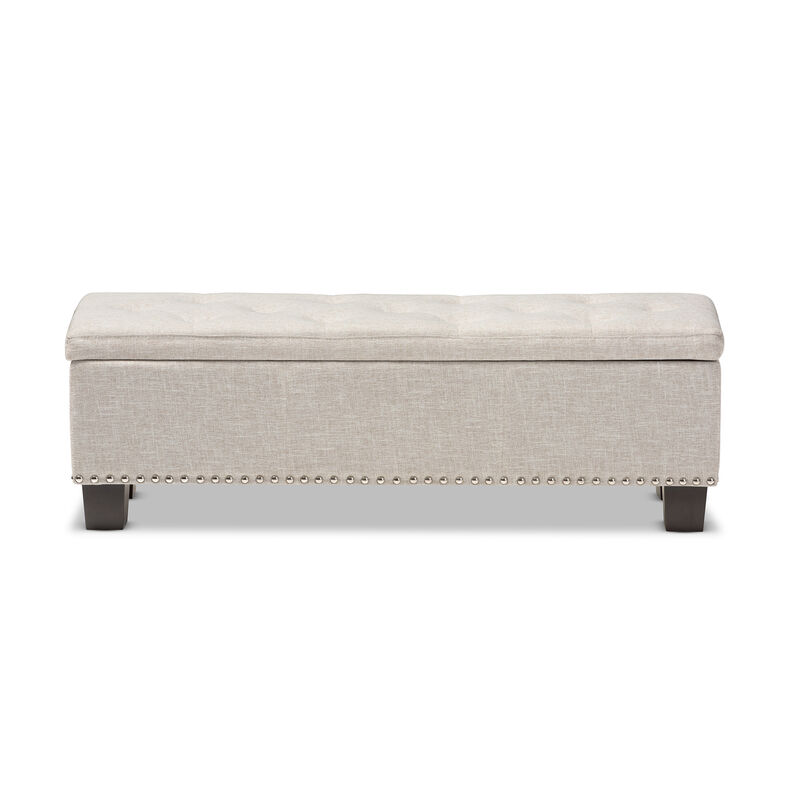 Baxton Studio Hannah Modern Grayish Beige Fabric Upholstered Storage Ottoman Bench