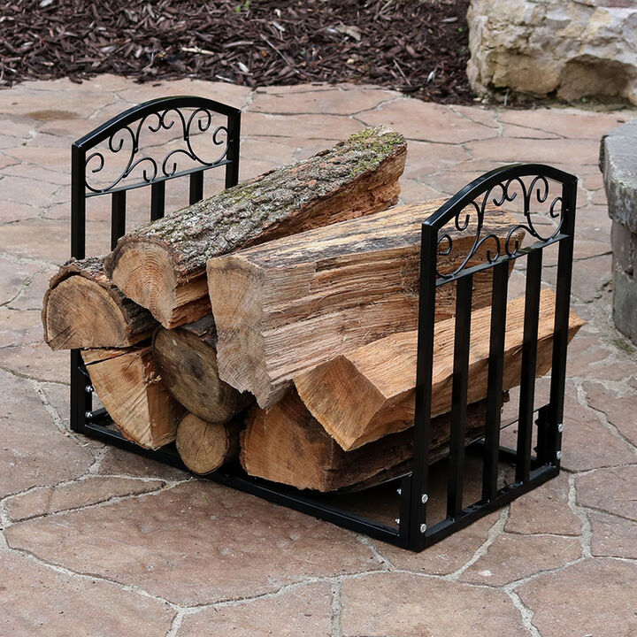 Sunnydaze 2 ft Designer Steel Firewood Log Rack - Black