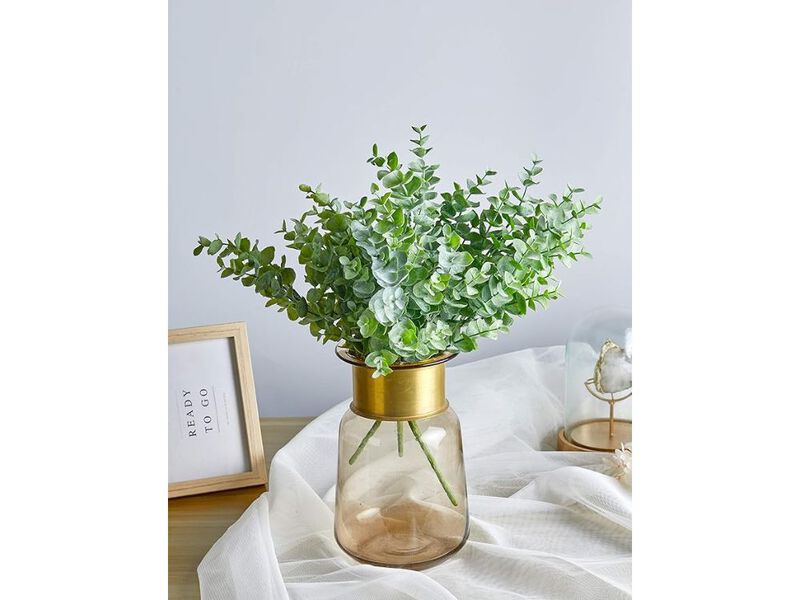 4 Piece Silver Artificial Eucalyptus Flower Stems Wedding Centerpiece Decor image number 1