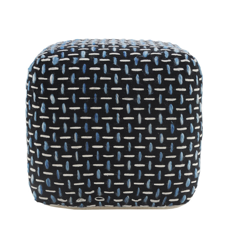 Durable Fabric Geometric Pouf Ottoman – Accent Floor Cushion for Living Room