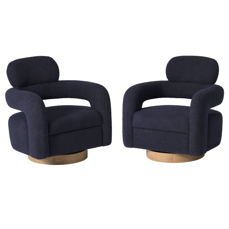 WestinTrends Mid-Century Modern Sherpa Swivel Barrel Accent Chair (Set of 2)
