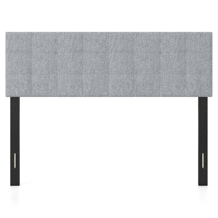 Queen and Full Size Quilted Grid Headboard with Upholstered Linen Fabric