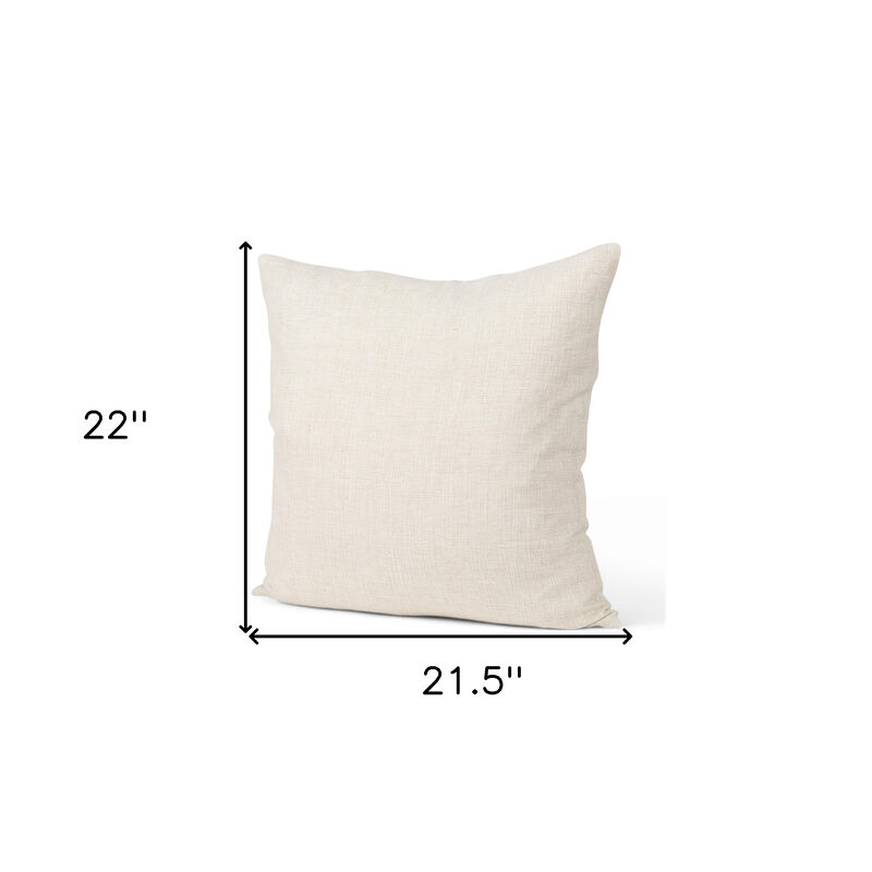 HomeRoots 22" Cream Linen Throw Pillow Cover with Texture image number 3
