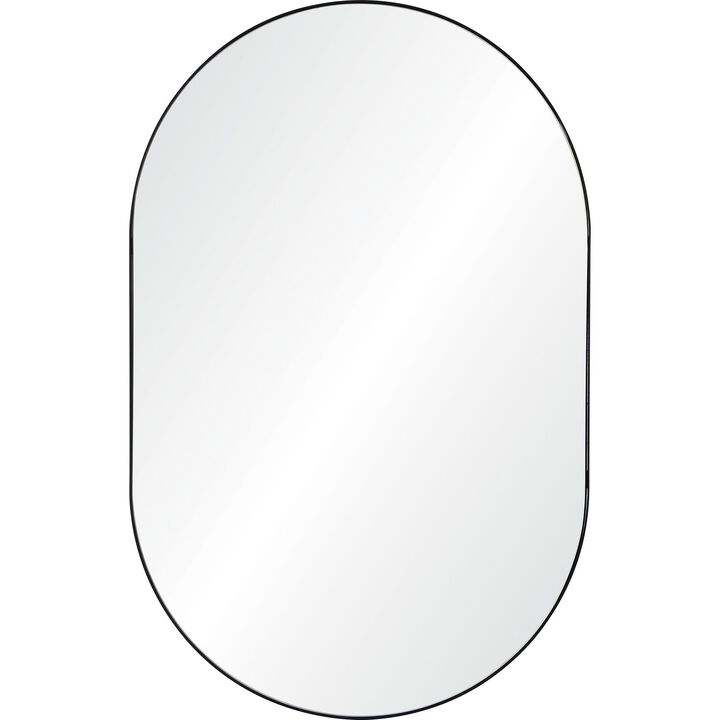 40" Black and Clear Minimal Oval Framed Wall Mirror