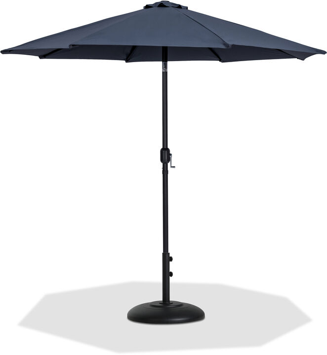 Meridian Furniture Fiji Grey Fabric / Matte Black Aluminum Patio Umbrella with Base Sets