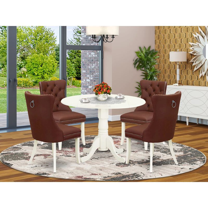5 Piece Dinette Set for Small Spaces Contains a Round Dining Table