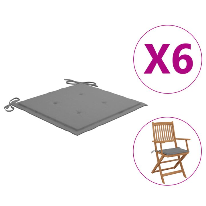 vidaXL Garden Chair Cushions 6 pcs Gray 15.7"x15.7"x1.6" Fabric