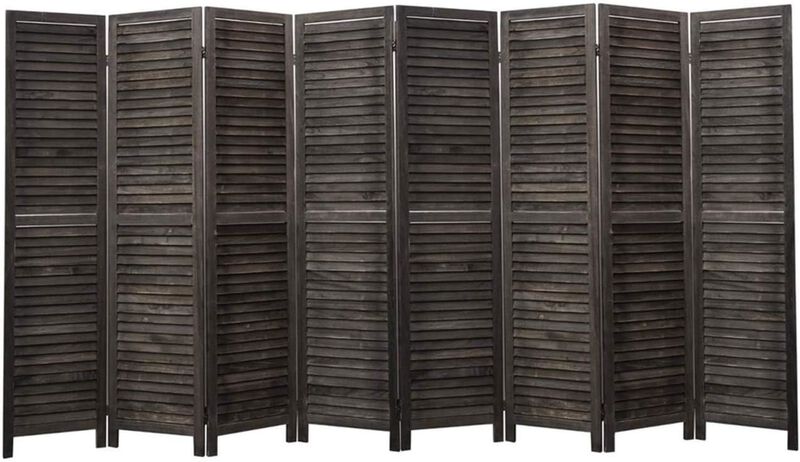 Legacy Decor 8 Panel Room Divider Full Length Wood Shutters Louver White