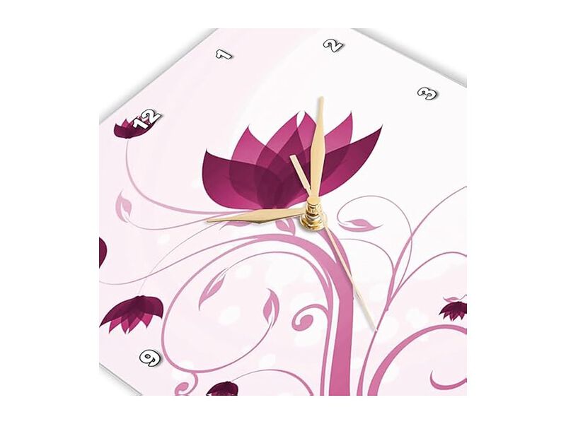 Pretty Pink Flower Swirly Stem Wall Clock 13 Inch Home Decor image number 3