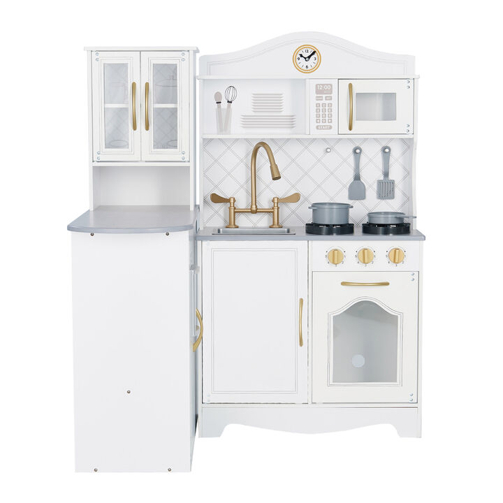 Little Chef Upper East Retro Play Kitchen with Effects, White