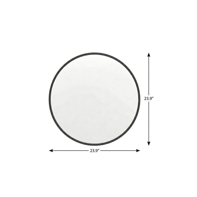 HomeRoots 24" Black Aluminum Round Framed Accent Mirror image number 3