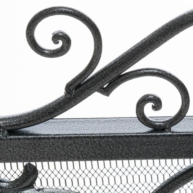 Streamdale Darcie Wrought Iron Fireplace Screen, Black Finish with Ornate Design image number 4