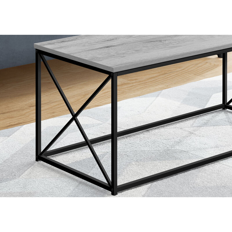 Monarch Specialties I 3782 Coffee Table, Accent, Cocktail, Rectangular, Living Room, 40"L, Metal, Laminate, Grey, Black, Contemporary, Modern