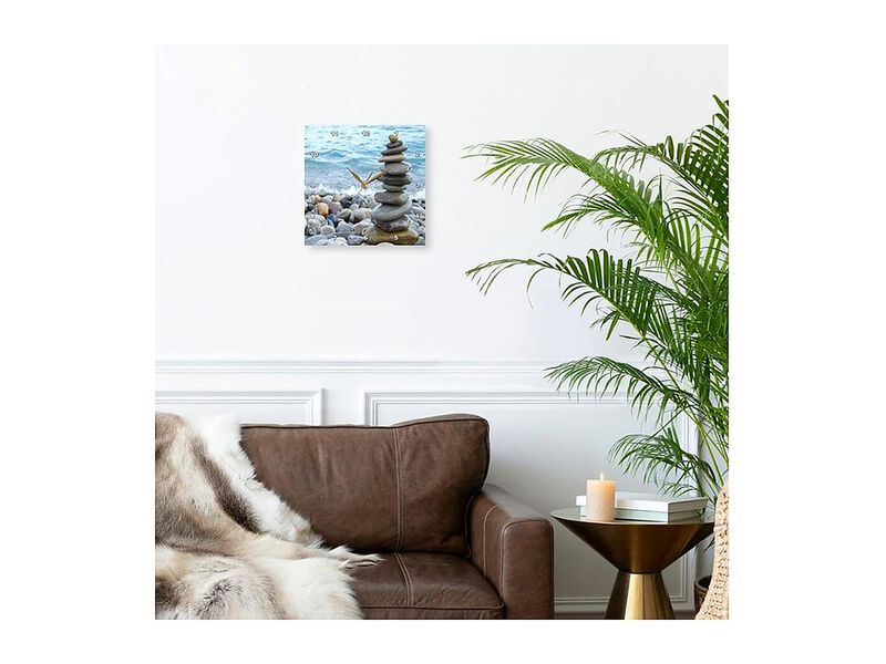 Zen Stone Tower Pebble Beach Peaceful Wall Clock 13 Inch Home Decor image number 2