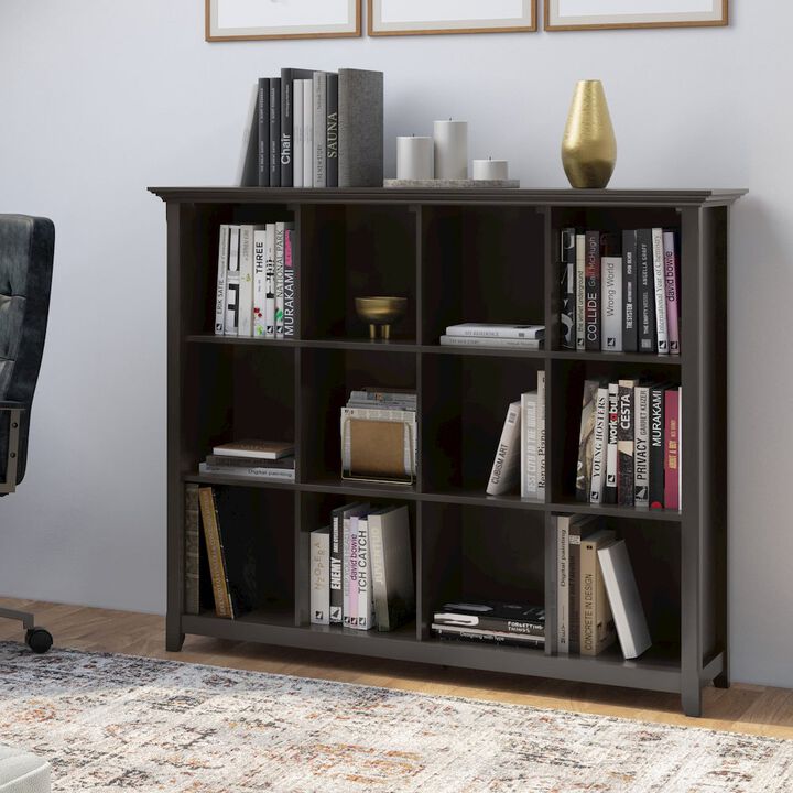 Simpli Home Amherst Solid Wood 12 Cube Storage Bookcase In Hickory Brown