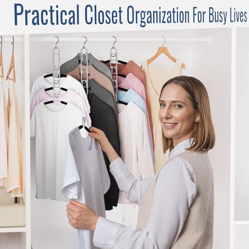 2 Pack Tank Top Hangers | Space-Saving 360&deg; Rotating Closet Organizer image number 3