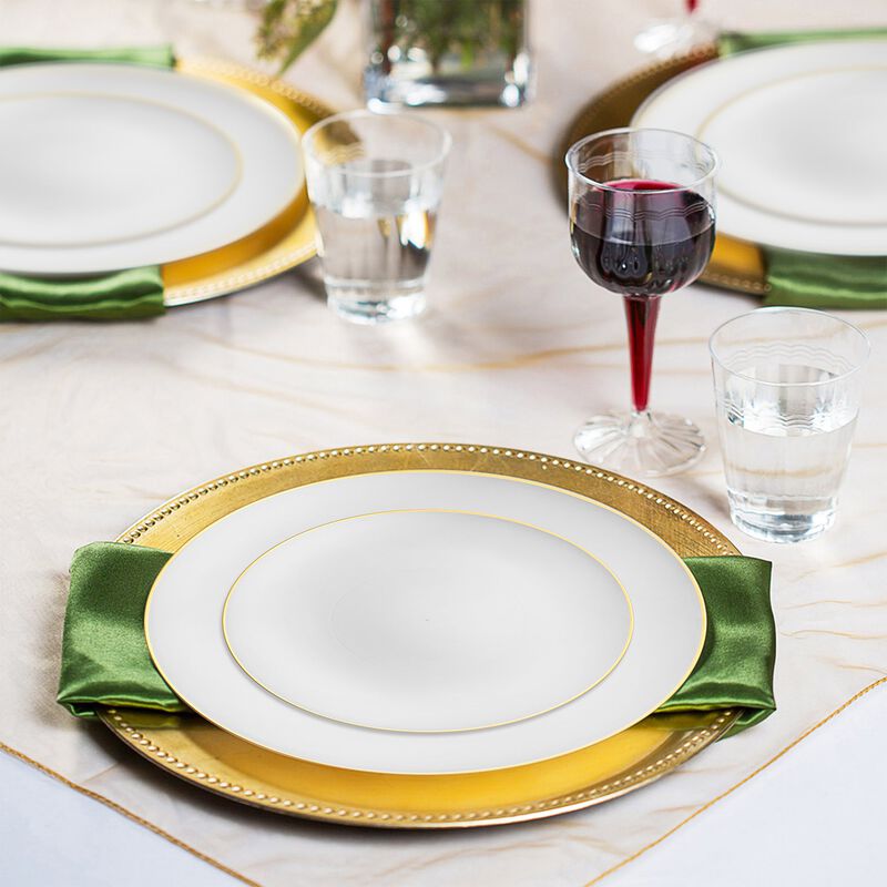 Gold Rim Organic Round Plastic Wedding Value Set image number 8