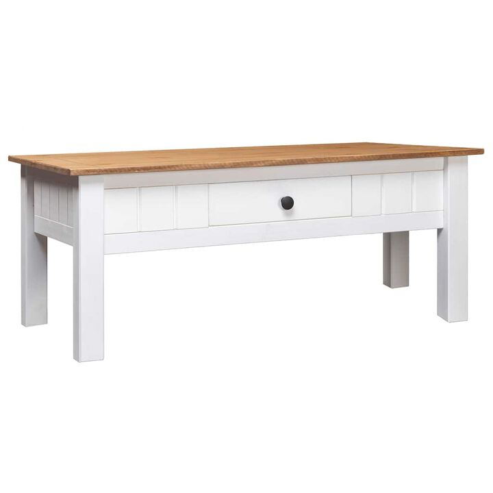 vidaXL Coffee Table White 39.4x23.6x17.7 Solid Pine Wood Panama Range