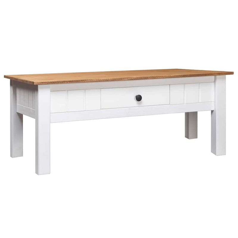vidaXL Coffee Table White 39.4x23.6x17.7 Solid Pine Wood Panama Range
