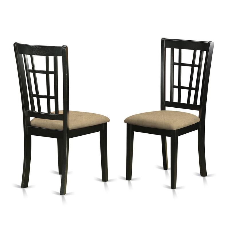 5 Pc Dinette set with a Dining Table and 4 Linen Kitchen Chairs in Black