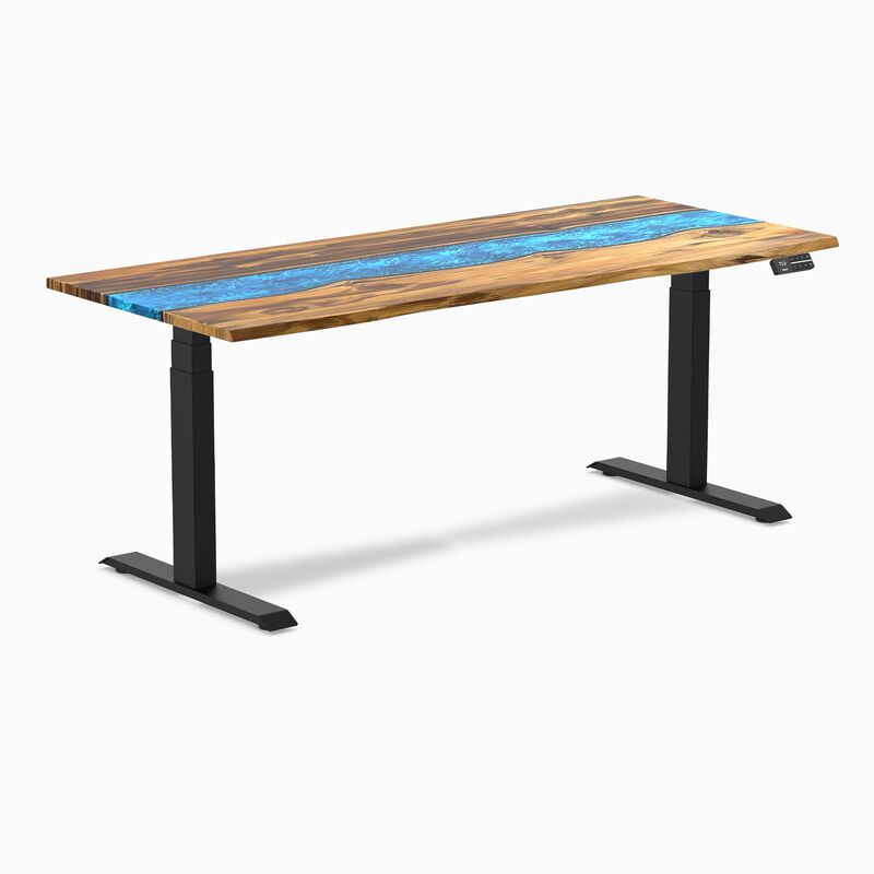Desky Dual Resin Hardwood Sit Stand Desk image number 9