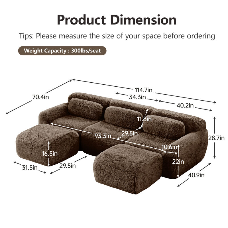 Ciltur U-shaped Boneless Sectional Sofa image number 9