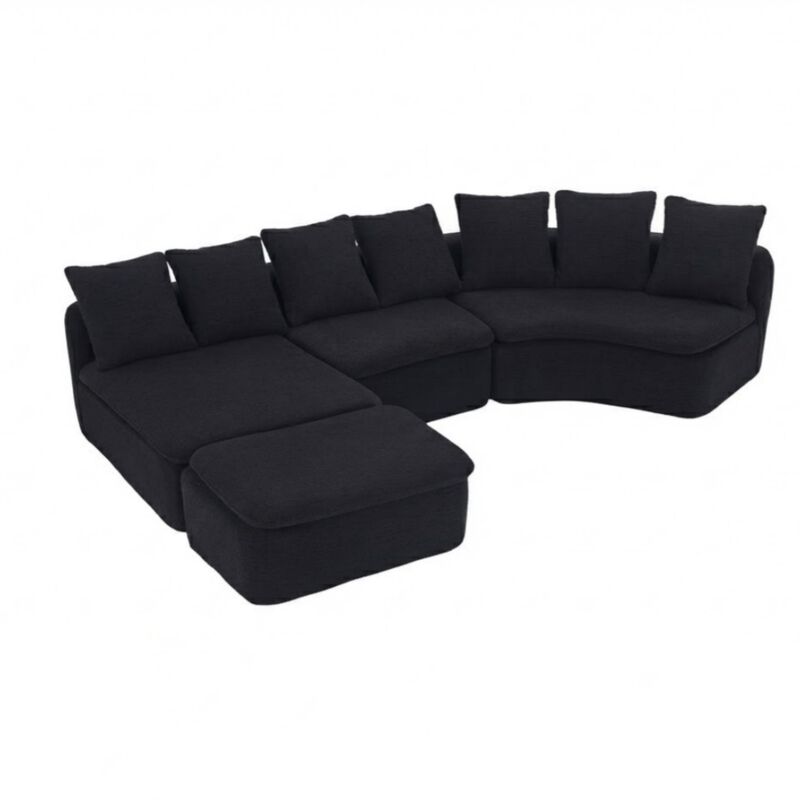 Whisen 133" U-Shaped Modular Sectional Sofa, Chenille Foam with Removable Chaise, No Assembly Required for Living Room image number 0