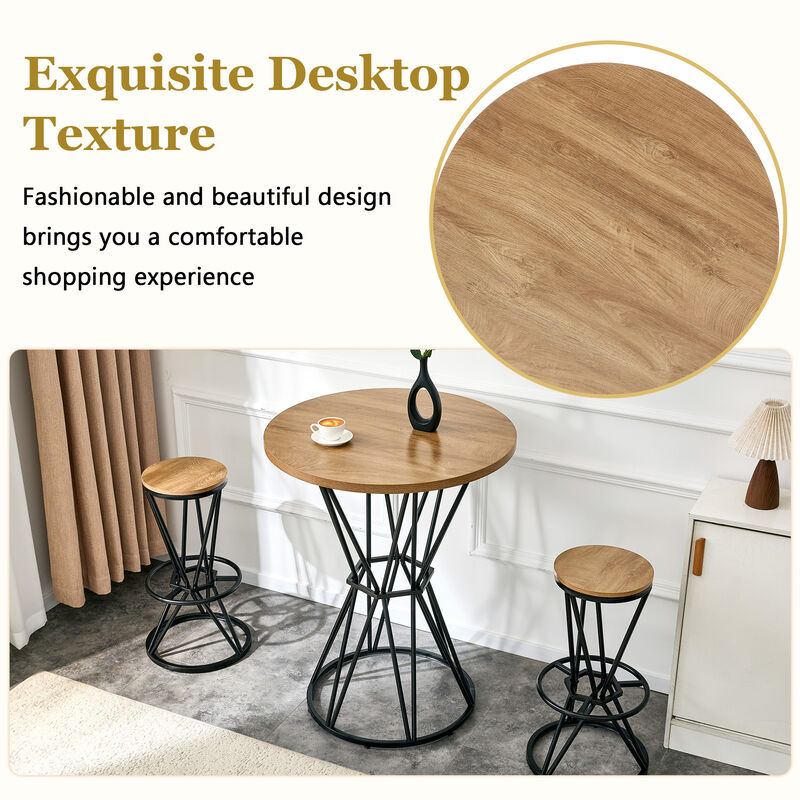 Whisen 31.5" Bar Set, 3-Piece MDF Metal Industrial Style for Home Kitchen image number 2