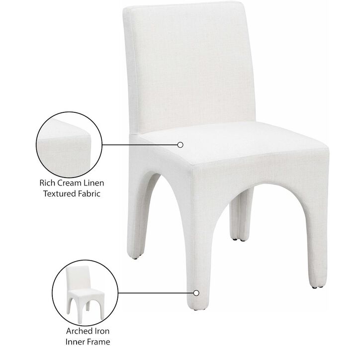 Meridian Furniture Gramercy Cream Linen Textured Fabric Dining Chair, Set of 2