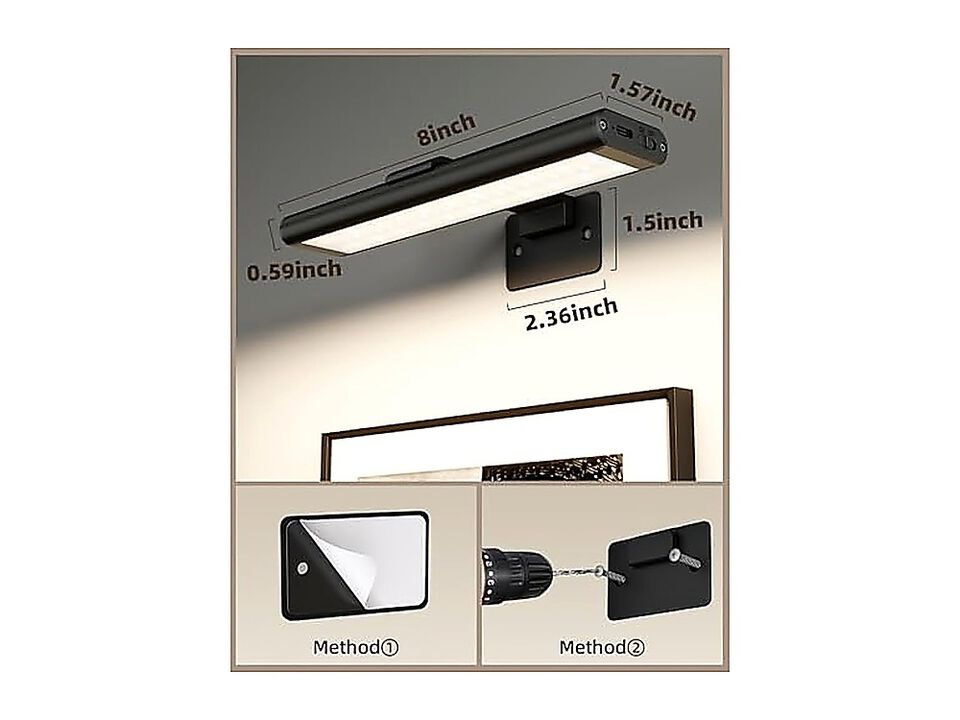 Light Wall Rechargeable 2400mAh Lights Wireless IR Remote 3 Color Dimmable 7 LED