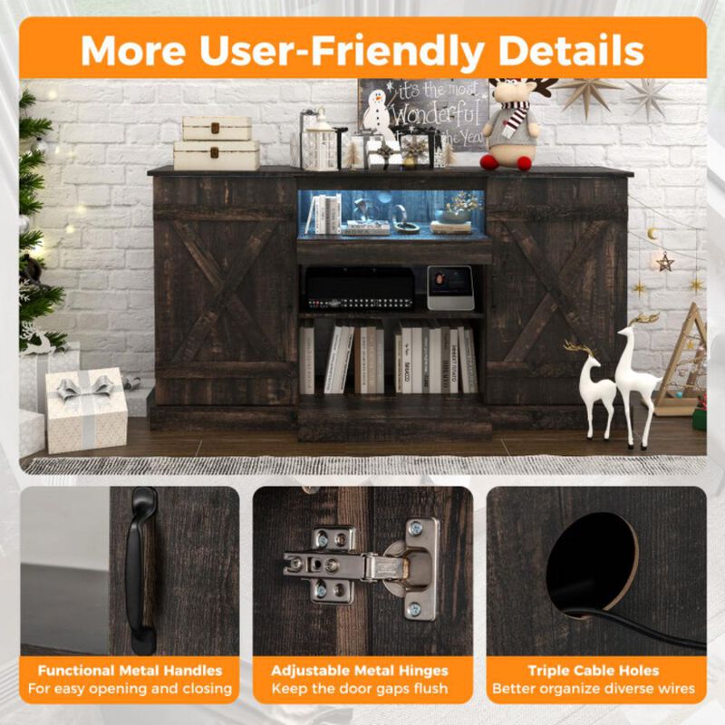 Hivvago 58 Inches TV stand for TVs up to 65 Inches with 20 Color Led Lights-Coffee