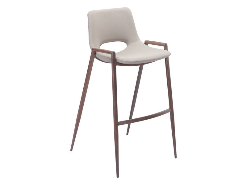 Desi Barstool (Set of 2) Beige & Walnut