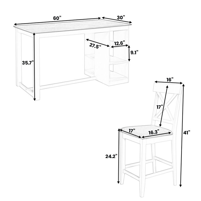 Merax Solid Wood Farmhouse Counter Height Dining Table Set