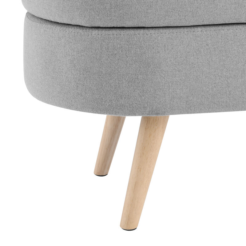 Whisen Oval Storage Ottoman, Storage Bench with Rubber Wood Legs image number 6
