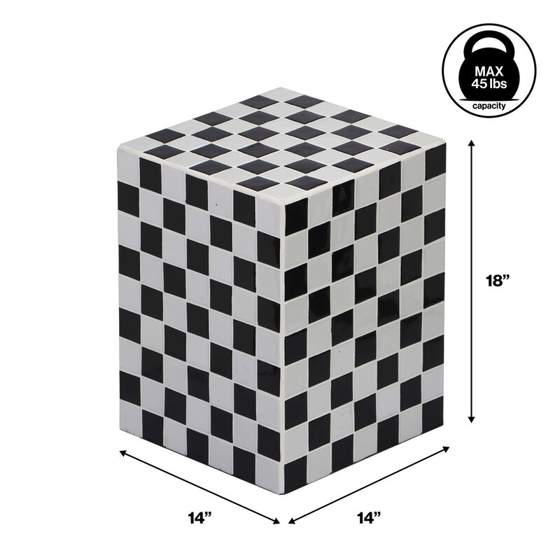 Callista Modern Bohemian Ceramic Tiled Rectangle End Table