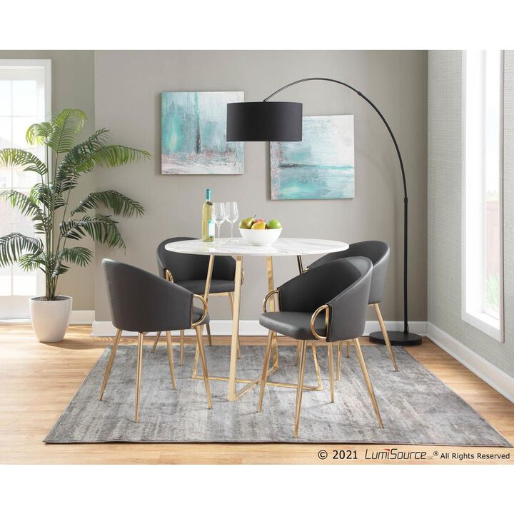 LumiSource Gold Metal, Grey PU Claire Chair