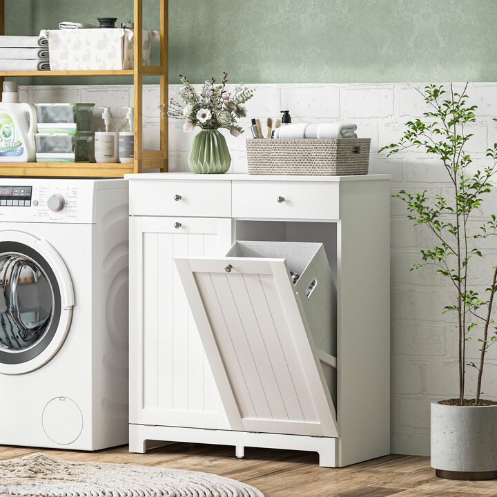 Hivvago Double Laundry Hamper Cabinet with 2 Drawers