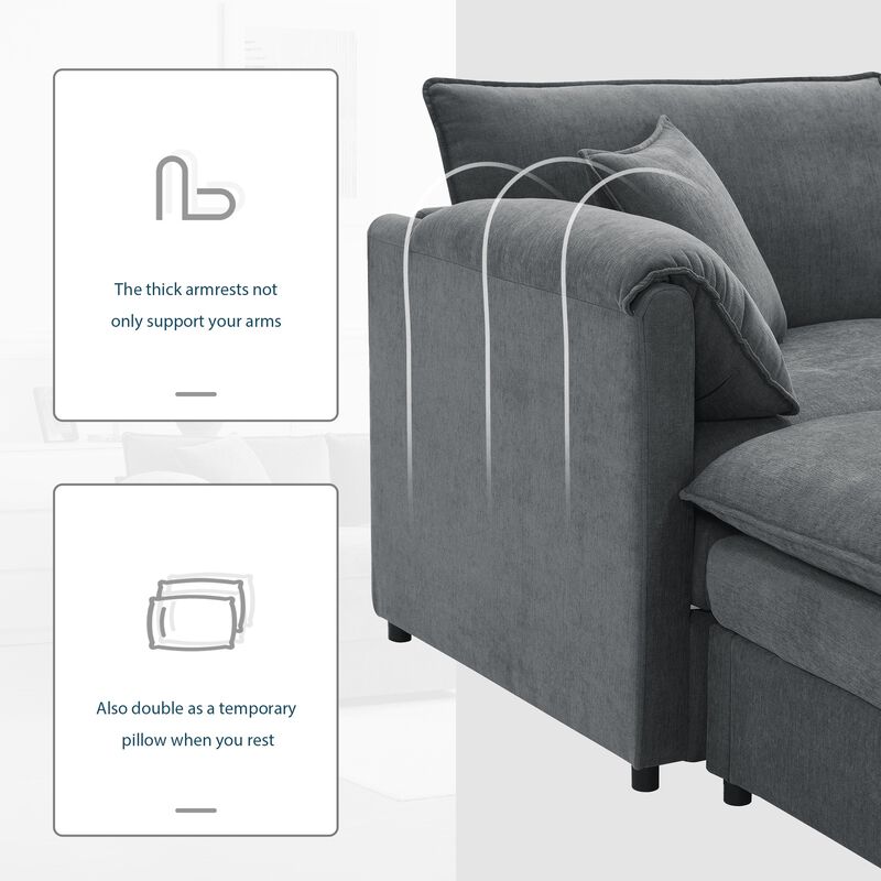 Fincep U-Shaped Modular Cloud Sectional Sofa image number 5