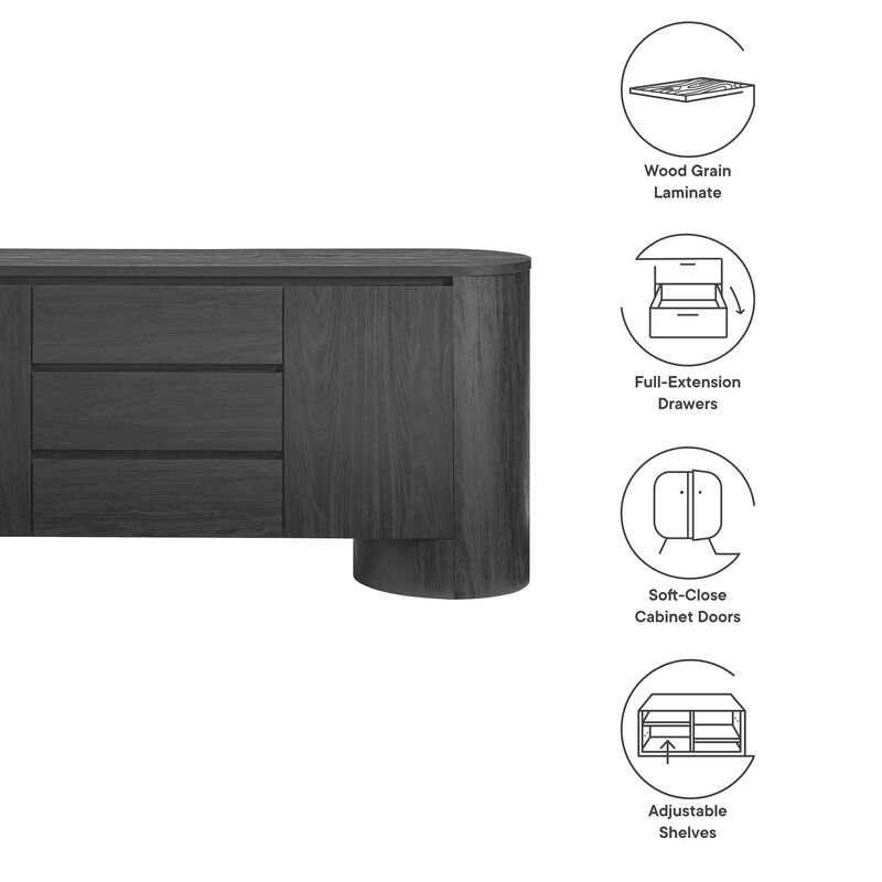 Duval 71" Rounded Sideboard Storage Cabinet image number 3